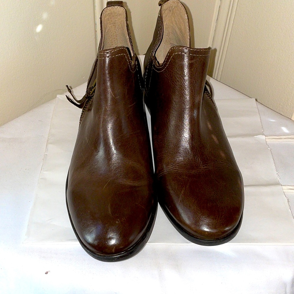 Luca Lane Genuine Leather Sayge Ankle Boots Brown Size 8M